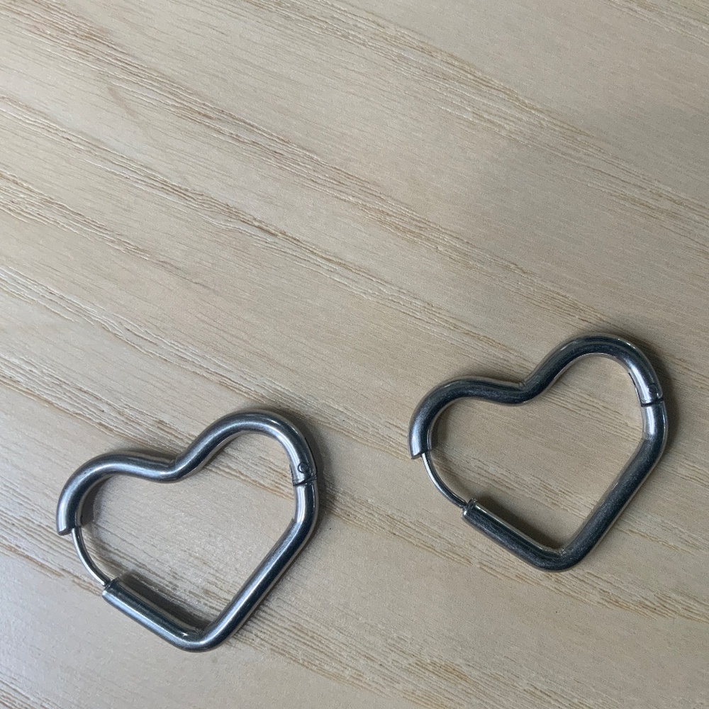 Silver-toned Heart Shaped Earrings